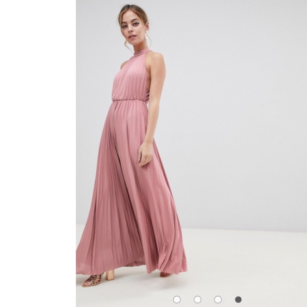 ASOS Petite halter pleated maxi dress open back
